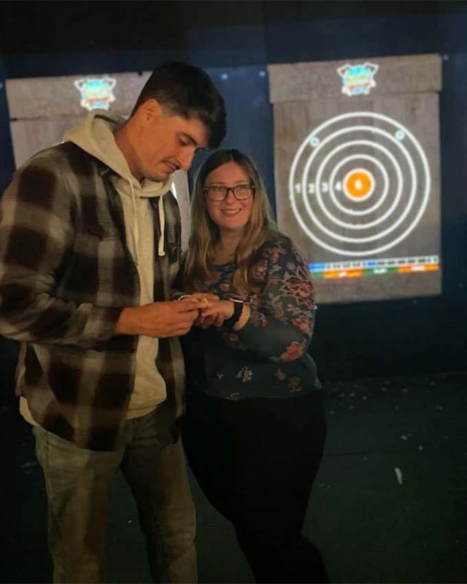 Couple got engaged at Montana Nights Top Axe-Bar + Entertainment Center in CT