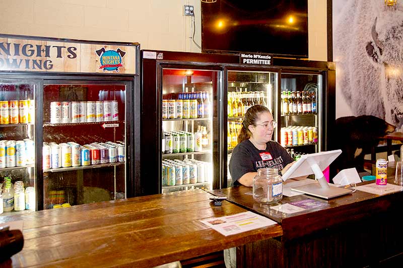 Montana Nights Southington counter with beverage coolers and staff service area